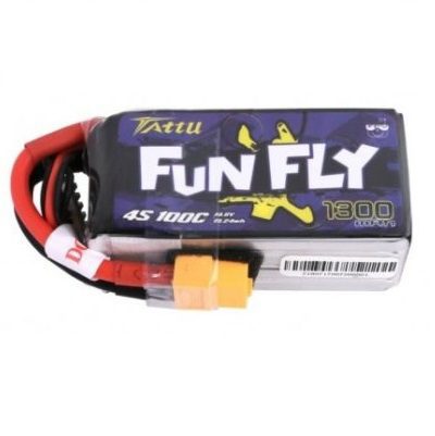 Tattu FunFly 1300mAh 100C 14.8V 4S1P Lipo Battery Pack With XT60 Plug For Practice