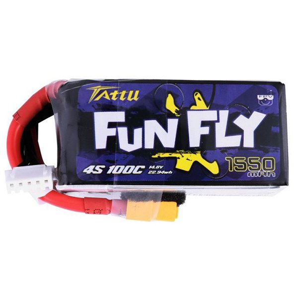 Lipo Battery Tattu Funfly 1550mAh 14.8V 100C 4S1P XT-60 Plug