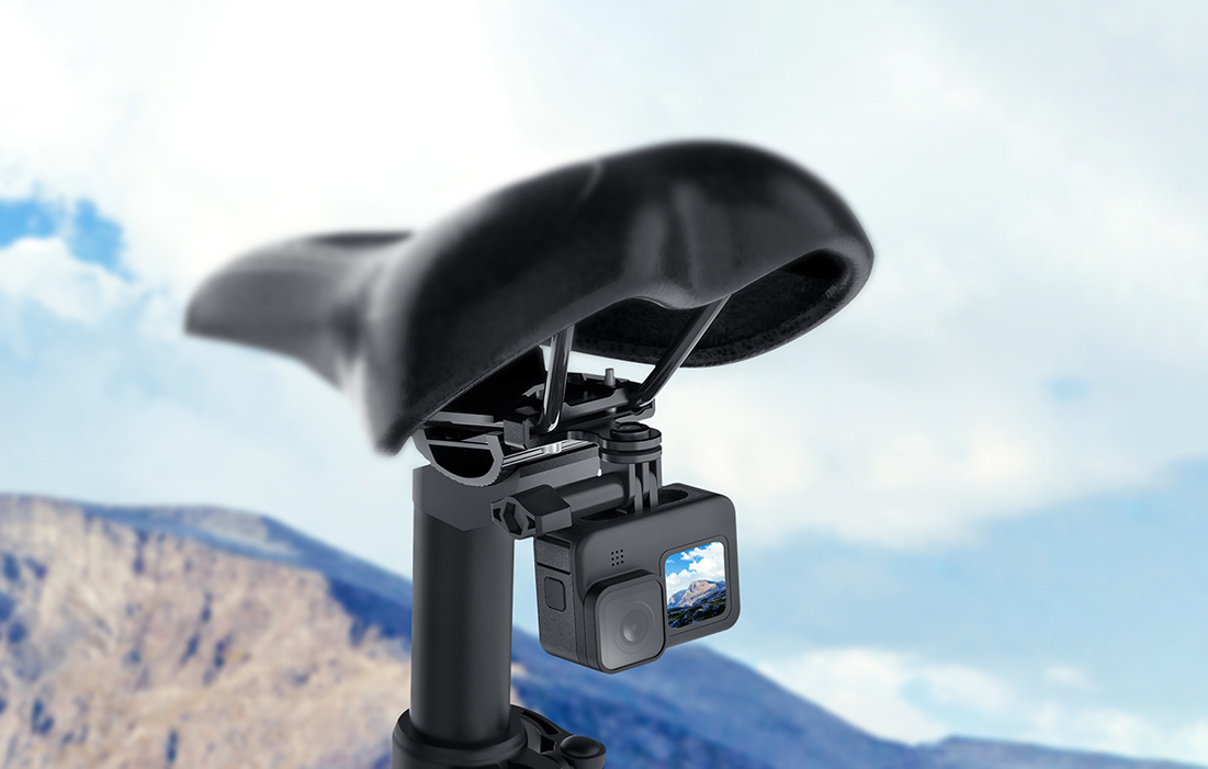 Bicycle cushion bracket mount for sports cameras 360°